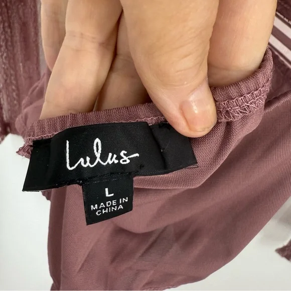 Lulu’s Casita dusty rose Sheer Lace Long Sleeve Bodysuit Sheer Lace Bodysuit L - Picture 12 of 16